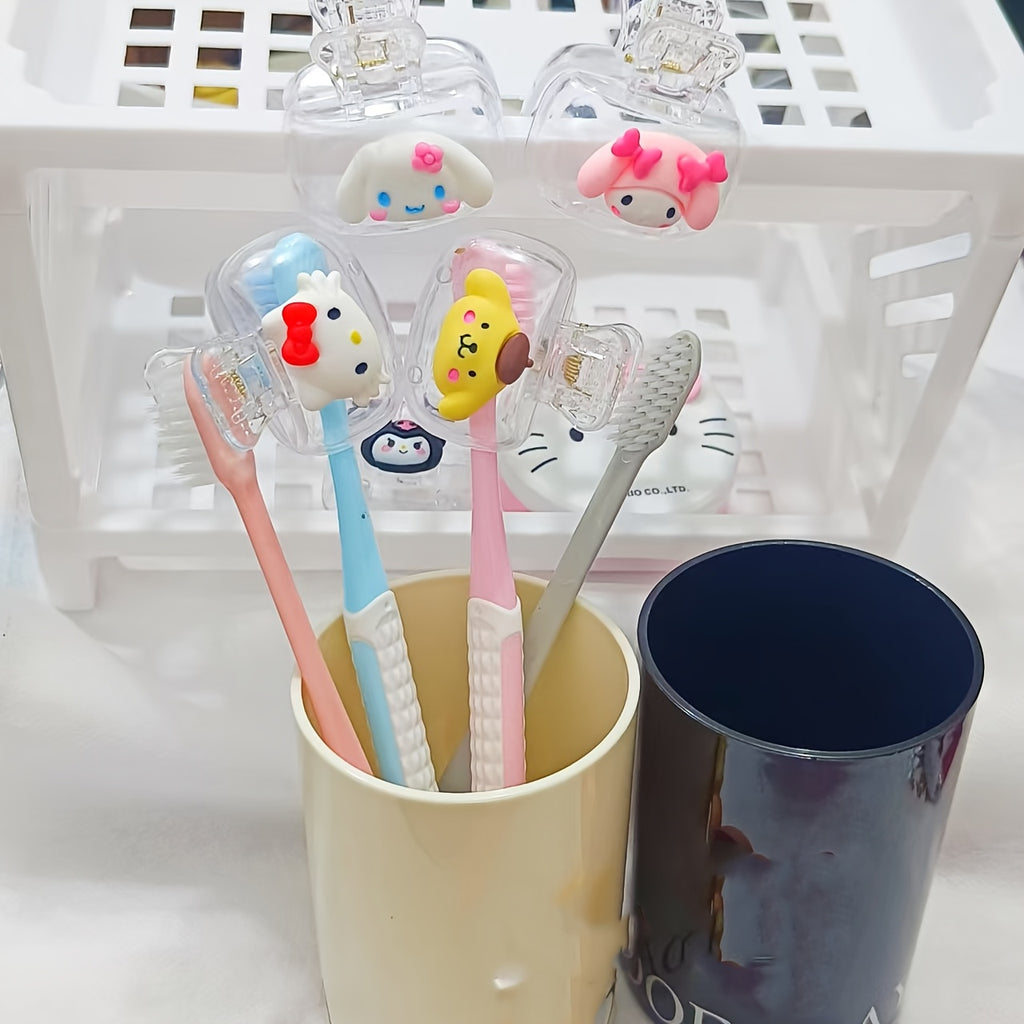 5 Sanrio Hello Kitty Kuromi Toothbrush Holders - Cute Travel Case, Protect And Decorate Your Toothbrush, Home And Travel Essential, Cat Pattern Toothbrush Cover