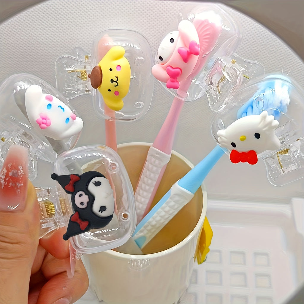 5 Sanrio Hello Kitty Kuromi Toothbrush Holders - Cute Travel Case, Protect And Decorate Your Toothbrush, Home And Travel Essential, Cat Pattern Toothbrush Cover