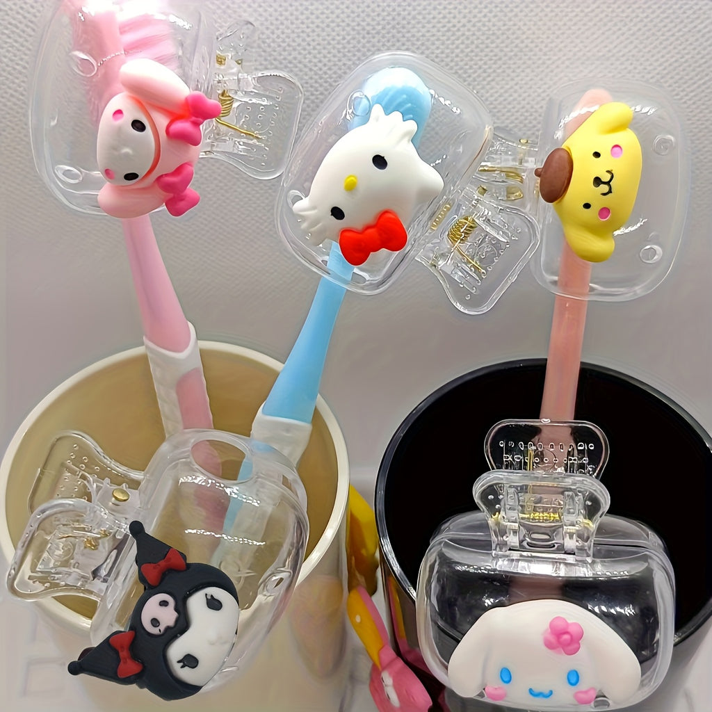 5 Sanrio Hello Kitty Kuromi Toothbrush Holders - Cute Travel Case, Protect And Decorate Your Toothbrush, Home And Travel Essential, Cat Pattern Toothbrush Cover