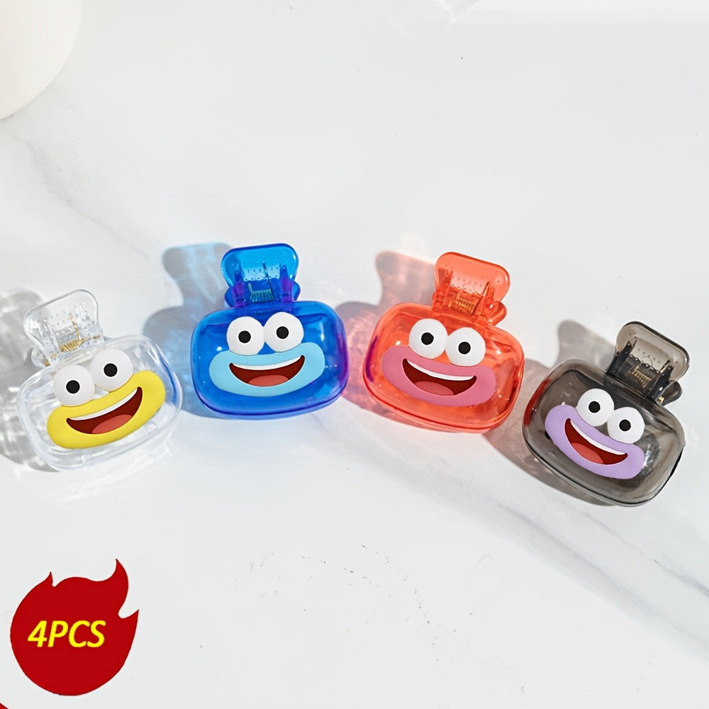 4pcs Cute Dopamine Joyful Face Pattern Toothbrush Holder - Suitable for Travel Sets of Various Sizes, with Ventilation Holes to Keep Toothbrush Heads Clean and Dry. Features a Cute Pattern Design, Compact and Portable. Bright Toothbrush Cover