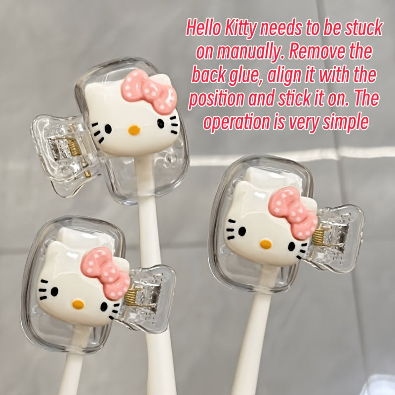 3pcs Set of Sanrio Hello Kitty Toothbrush Holder - Cute Pink Bow Design Plastic Travel Box, Protecting and Beautifying Your Toothbrush, Essential for Both Home and Travel. You Need a DIY Cat Pattern Toothbrush Box