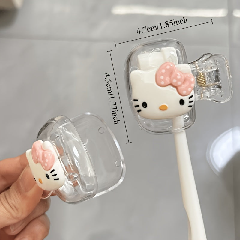 3pcs Set of Sanrio Hello Kitty Toothbrush Holder - Cute Pink Bow Design Plastic Travel Box, Protecting and Beautifying Your Toothbrush, Essential for Both Home and Travel. You Need a DIY Cat Pattern Toothbrush Box
