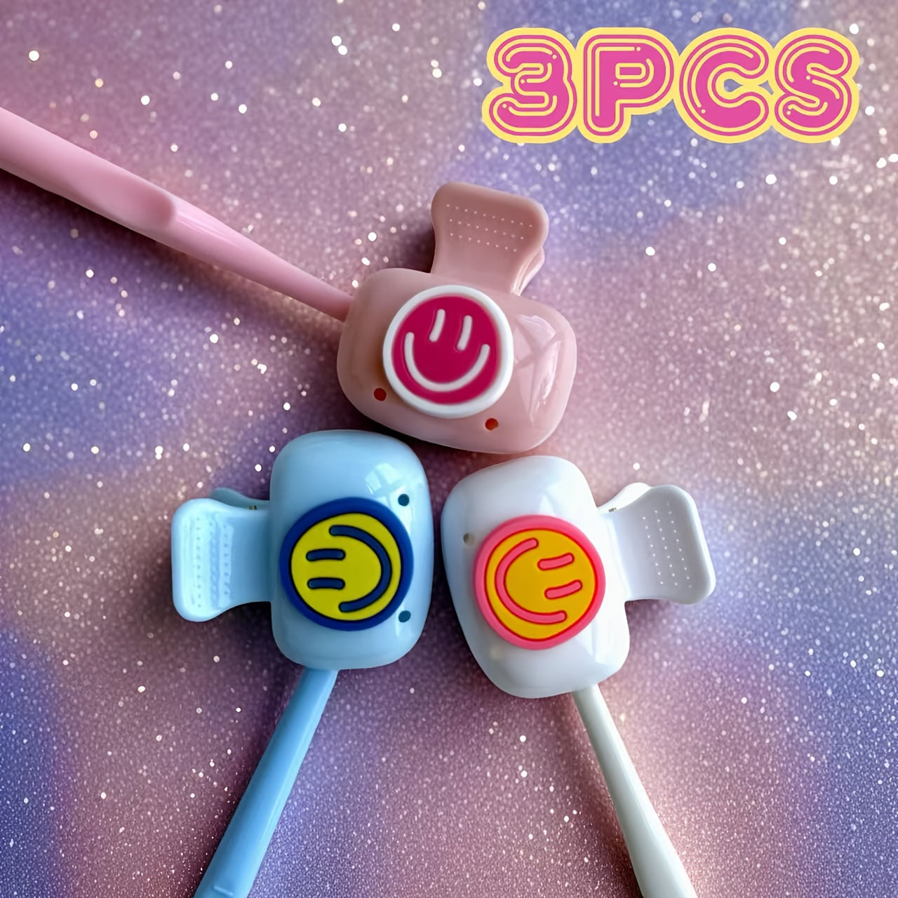 3pcs Dopamine Color Scheme Joyful Face Toothbrush Holder - Essential Toothbrush Travel Container for Home and Travel - Dustproof Portable Toothbrush Protector - Three Nordic Color Combinations